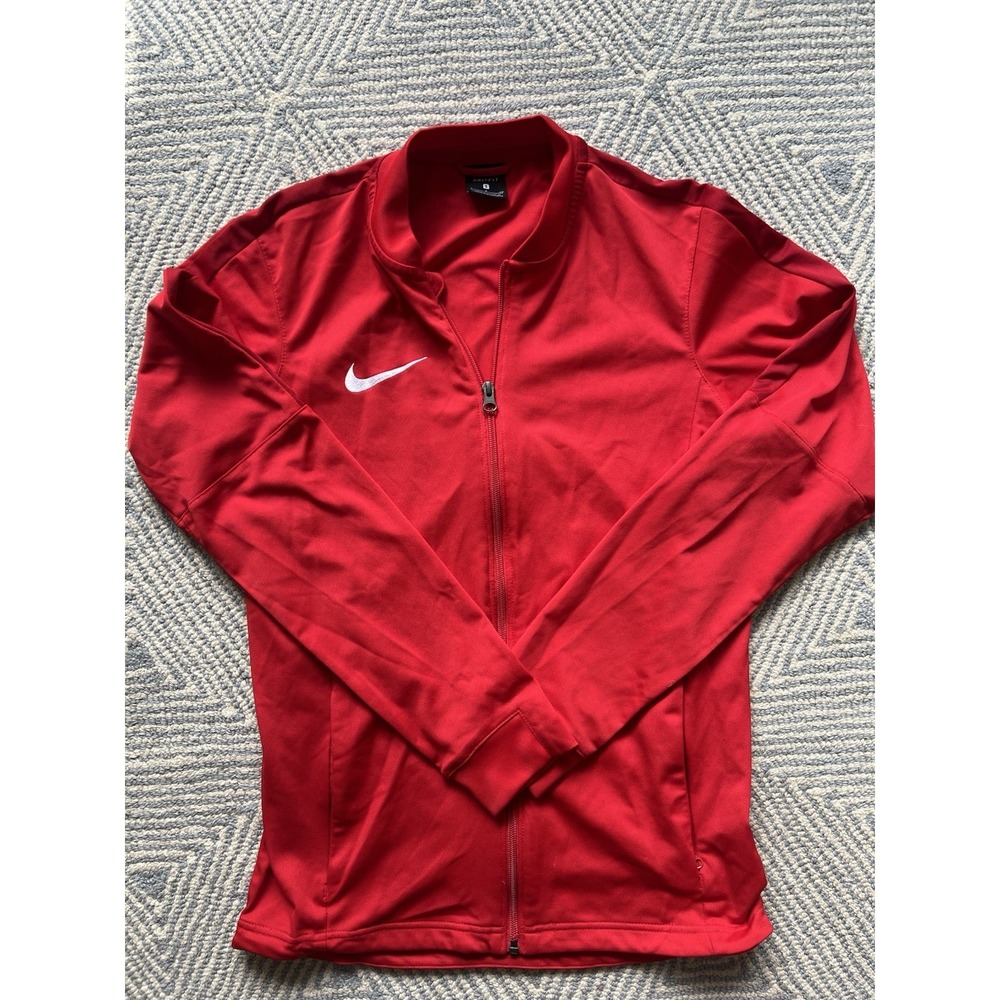 Nike Long Sleeve Full Zip‎ Dri-Fit Polyester Jacket - Red- Small